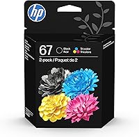 Vista 1 de HP 67 cartuchos de tinta negro/tricolor (paquete de 2) Funciona con DeskJet 1255, 2700, 4100, Envy 6000, 6400 Compatible con tinta instantánea