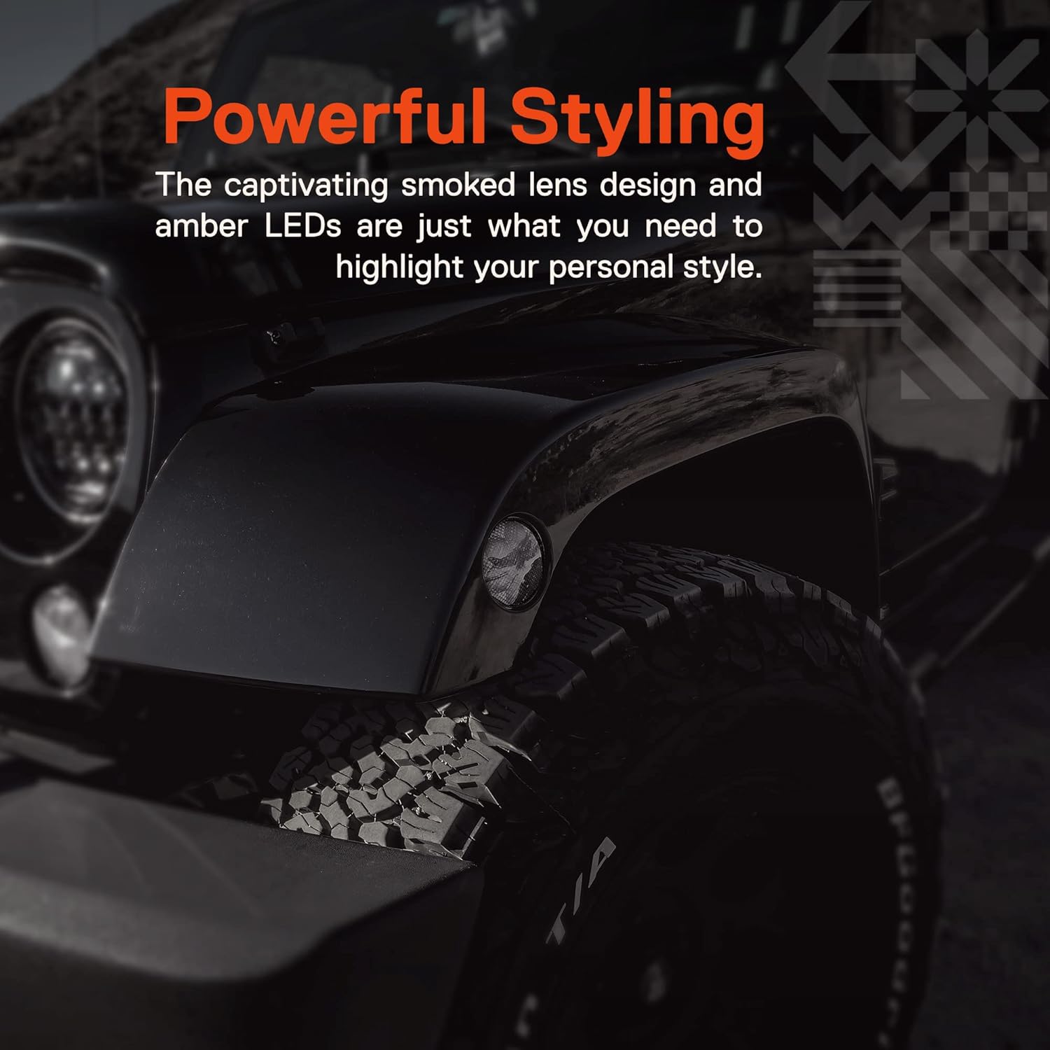 TRUE MODS LED Side Marker Lights Replacement for Jeep [Smoked Lens] [Amber Color] Side Marker Lights Compatible with Jeep Wrangler JK Unlimited 2007-2018 Accessories