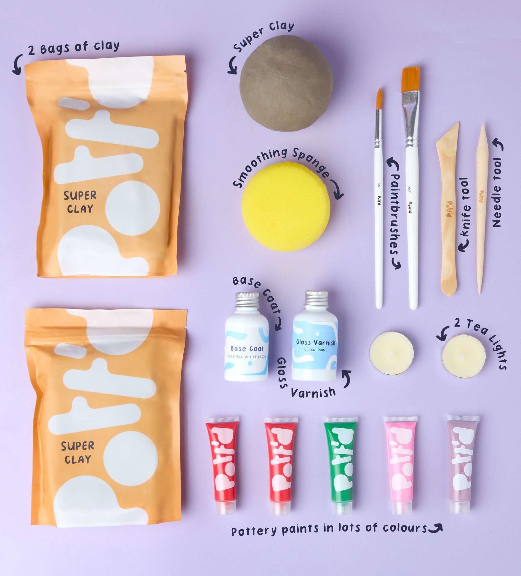 Pott'd Mini-Töpfer-Sets | Lufttrocknendes Töpferset für Erwachsene