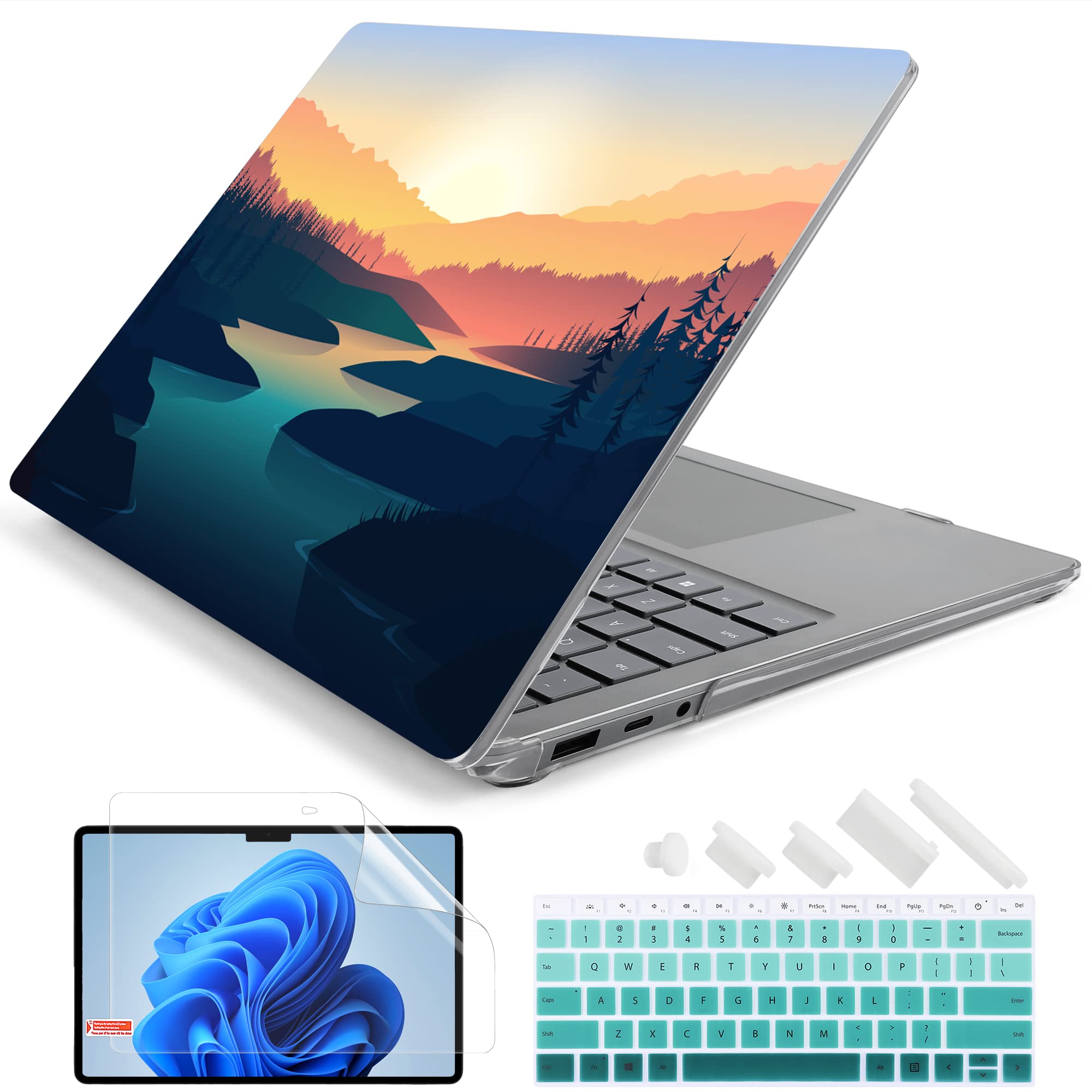 Batianda Premium Laptop Case for 15" Microsoft Surface Laptop 5 4 3 with Metal Palm Rest Designed Clear Protective Plastic Hardshell & Keyboard Cover & Screen Protector, Dawn