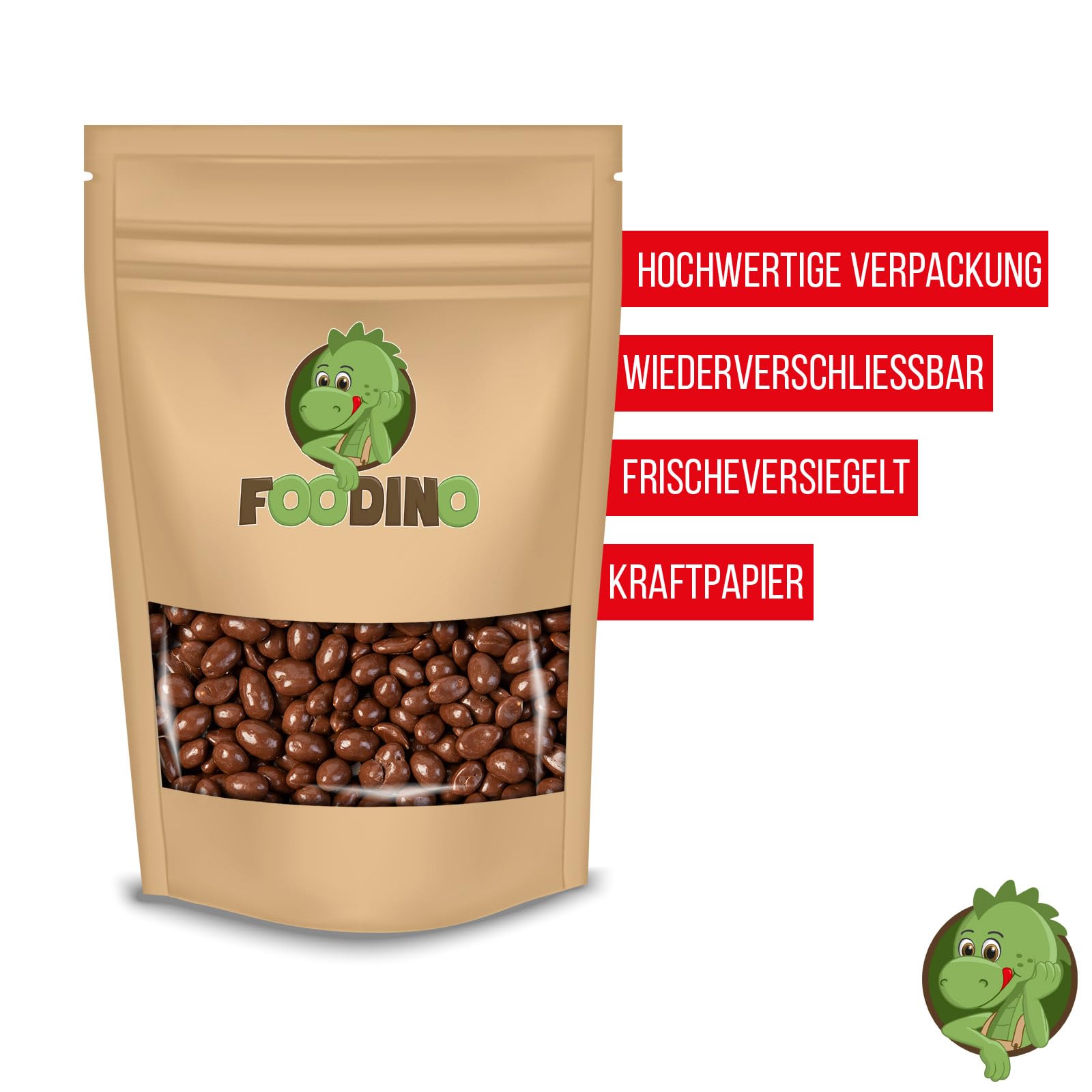 FOODINO 5kg Schokoerdnüsse Vollmilchschokolade ungeröstet ungesalzen