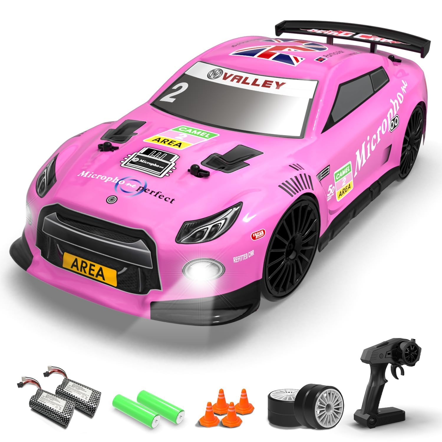 RACENT 1:14 RC Drift Car, 4WD 15MPH Fast Remote Control Cars for Adults with Drifting & Racing Tires, 2 Rechargeable Batteries