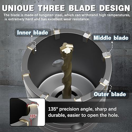 Miniatura 4 de Sierra de agujero de hormigón de 4", sierra de agujero de mampostería de 100 mm, con varilla de conexión SDS Plus de 220 mm para perforación de