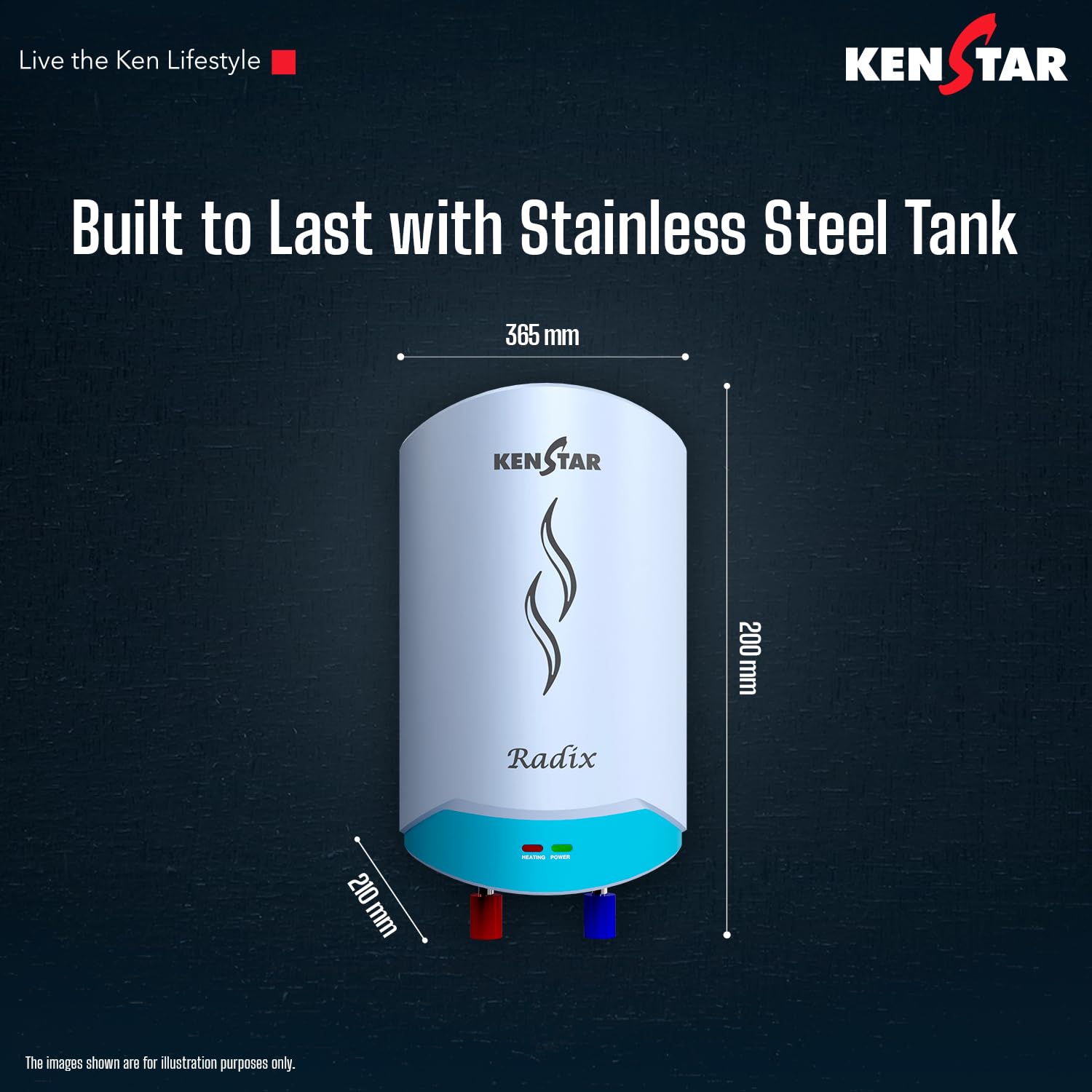 Kenstar Radix |3L|3000-Watts Powerful Heating | Electric Instant Water Heater (Geyser) |High Grade SS Tank with Advanced 4 Level Safety| Rust-Proof| White| Wall Mounting 3