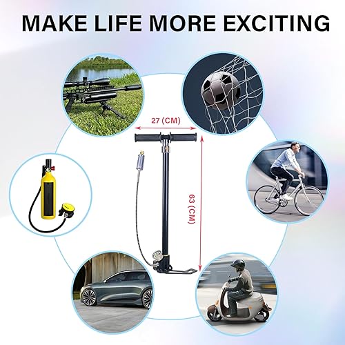 Miniatura 6 de Bomba de aire PCP Bomba de mano de alta presión 4500Psi Bomba de pistola de aire de 4 etapas Bomba de estribo de llenado de rifle de aire 30MPA