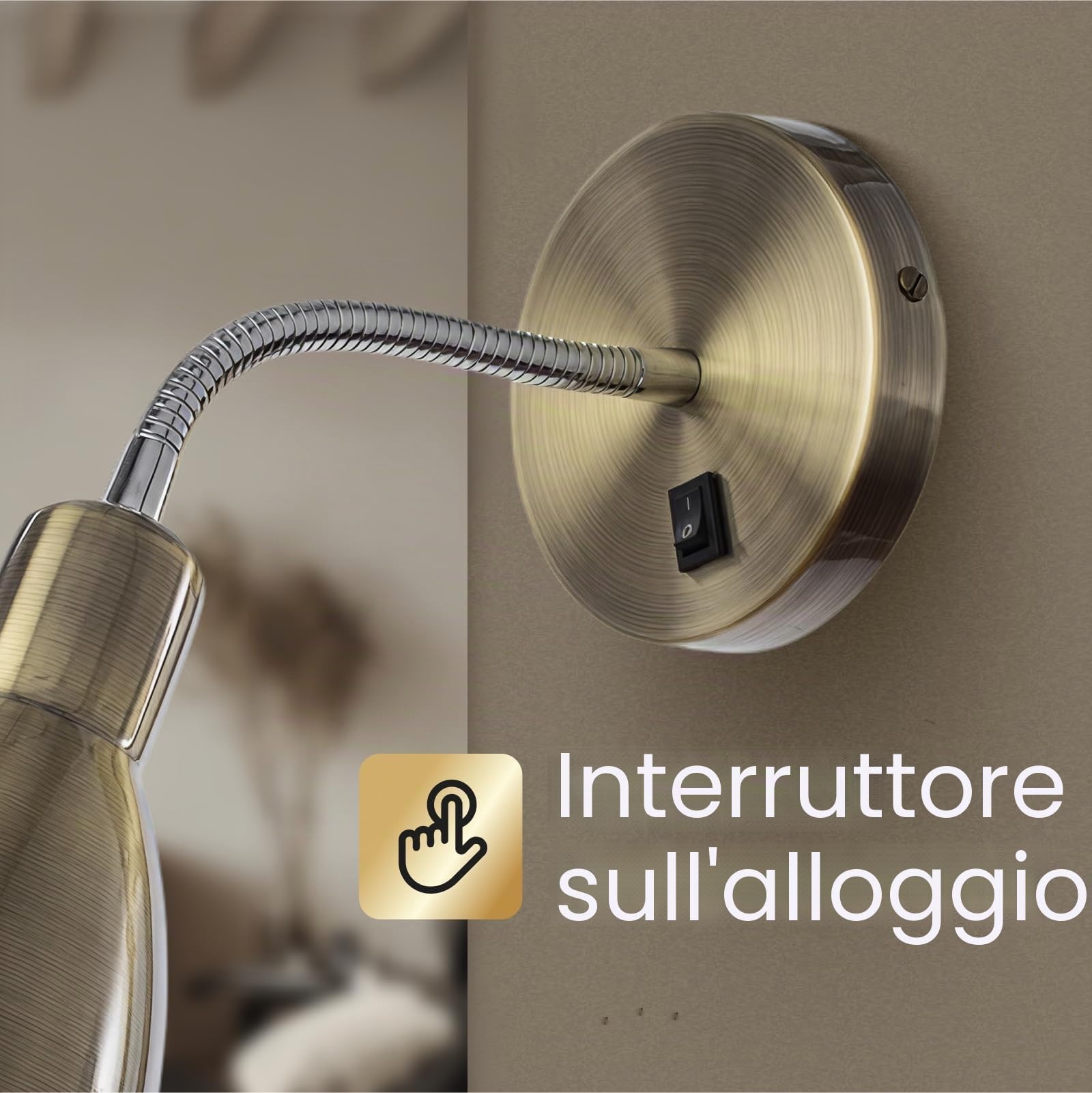 Lampada da parete per interni – Lampada da lettura LED con corpo bianco e cavo – Lampada da parete per casa e ufficio