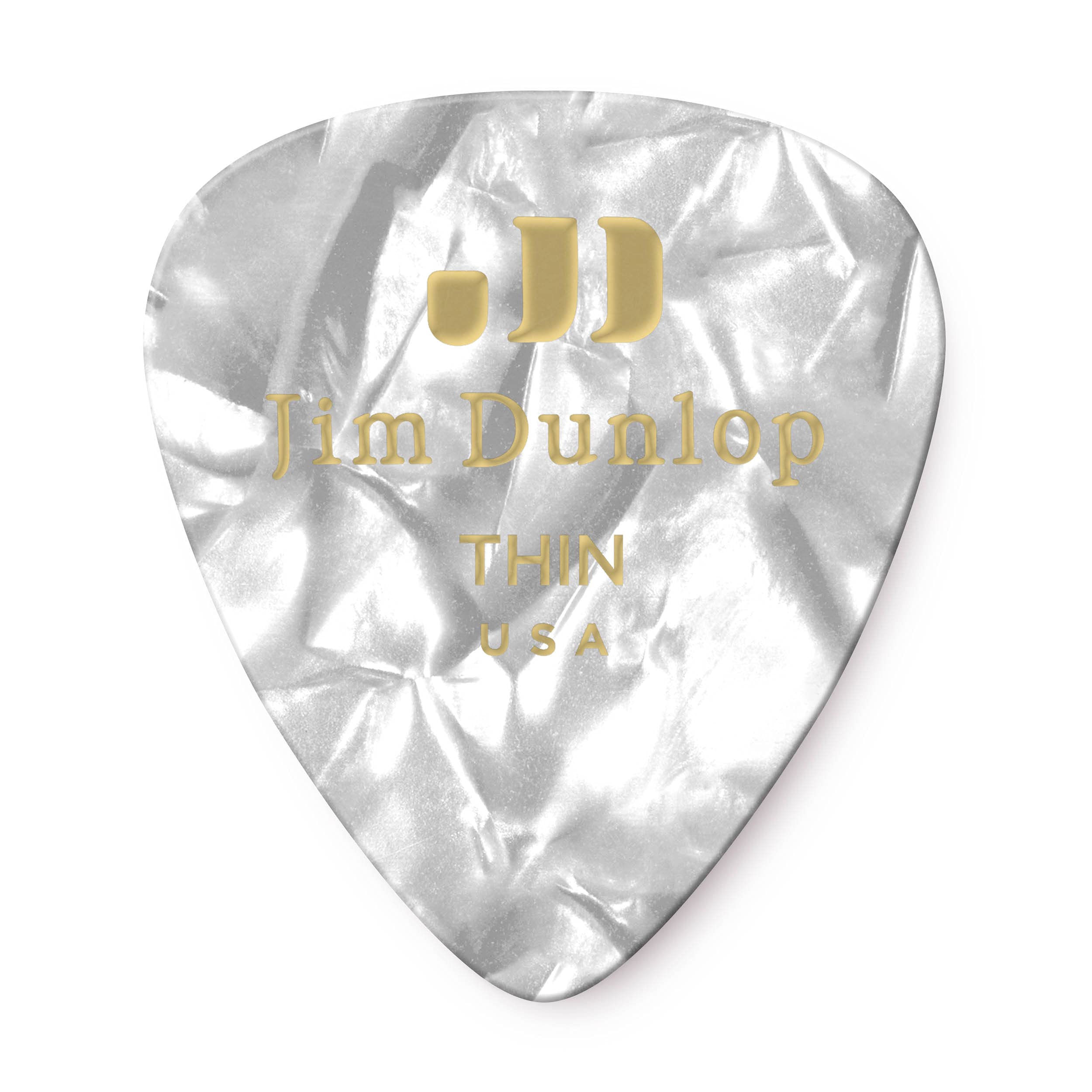 Dunlop 483R04TH Genuine Celluloid, White Pearloid, Thin, 72/Bag