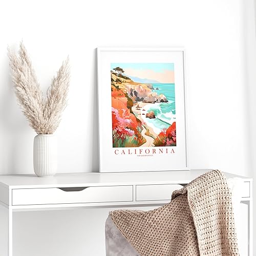 Miniatura 4 de ColorAndFlair California Travel Print Golden State Souvenir CA Nature - Póster retro de paisaje costero (12 x 16 pulgadas)
