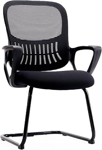 Sweetcrispy Juego de 1 silla de recepción para invitados, escritorio de oficina de malla no enrollable estacionaria con respaldo medio para