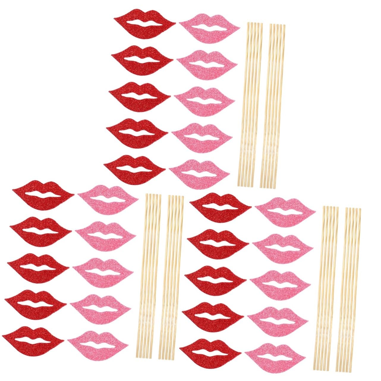 VICASKY 3 Sätze Teiliges Photo Booth Rote Und Pinke Hand Fotorequisiten Party Lippen Accessoires Für Hochzeit Geburtstag Feier Dekoration 40 Stück * 3