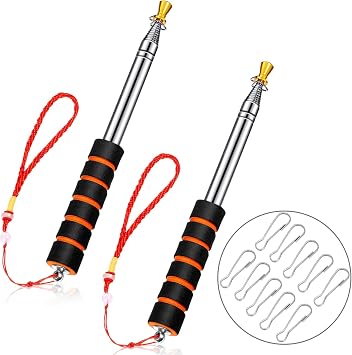 2 Pcs 6.5ft 200cm Telescopic Flag pole Stainless Steel Handheld
