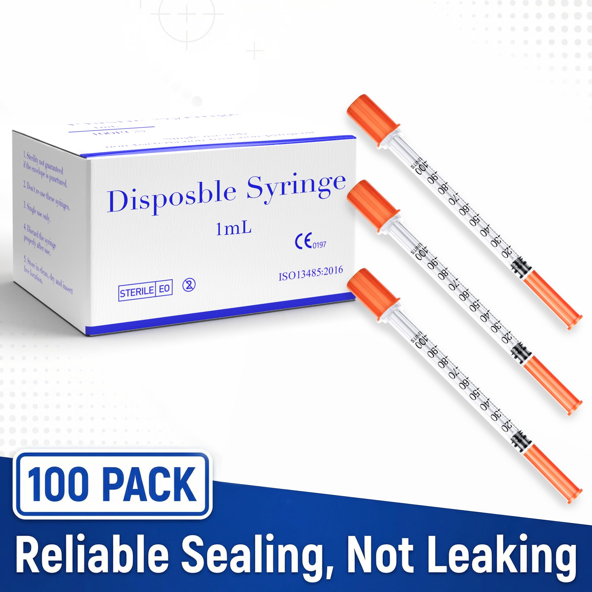 100 Pack 1ml U-100 Syringes 30G 1/2 Inch, Accurate Precise Scale, Minimal Waste Design, Individually Wrapped — Amazon image 6