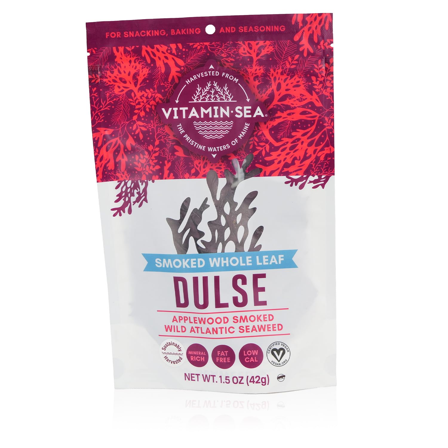 VITAMINSEAApplewood Smoked Dulse | Wild North Atlantic Dried Seaweed for Snacking, Seasoning, Soups & Salads | Rich in Vitamins, Minerals & Antioxidants Good for Thyroid Support | Whole Leaf (1.5 OZ)