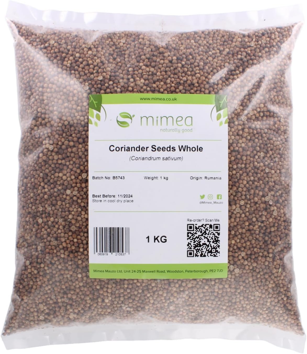 Mimea Coriander Seeds Whole | 5kg | Quality Ingredients | Natural | No Additives | Great for Cooking | Fragrant Seasoning