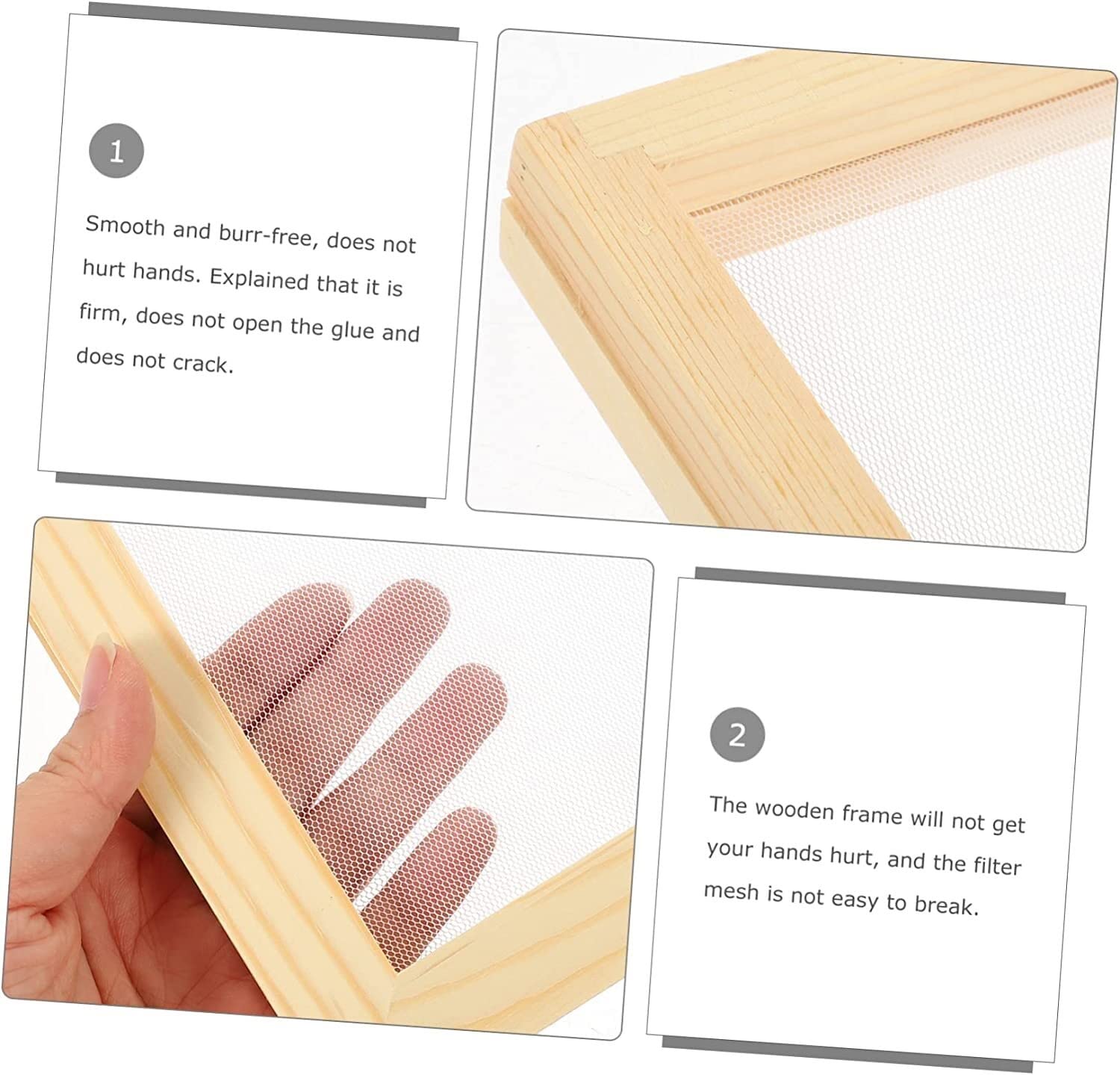 Dekoracje domowe rękodzieła, 4 szt. Materiały do ​​drukowania ramek DIY Rzemiosło Deckle Wytwarzanie papieru Drewniane dostawy Kwiaty Narzędzie dla dzieci Sito do rękodzieła Papier do form Siatka Form