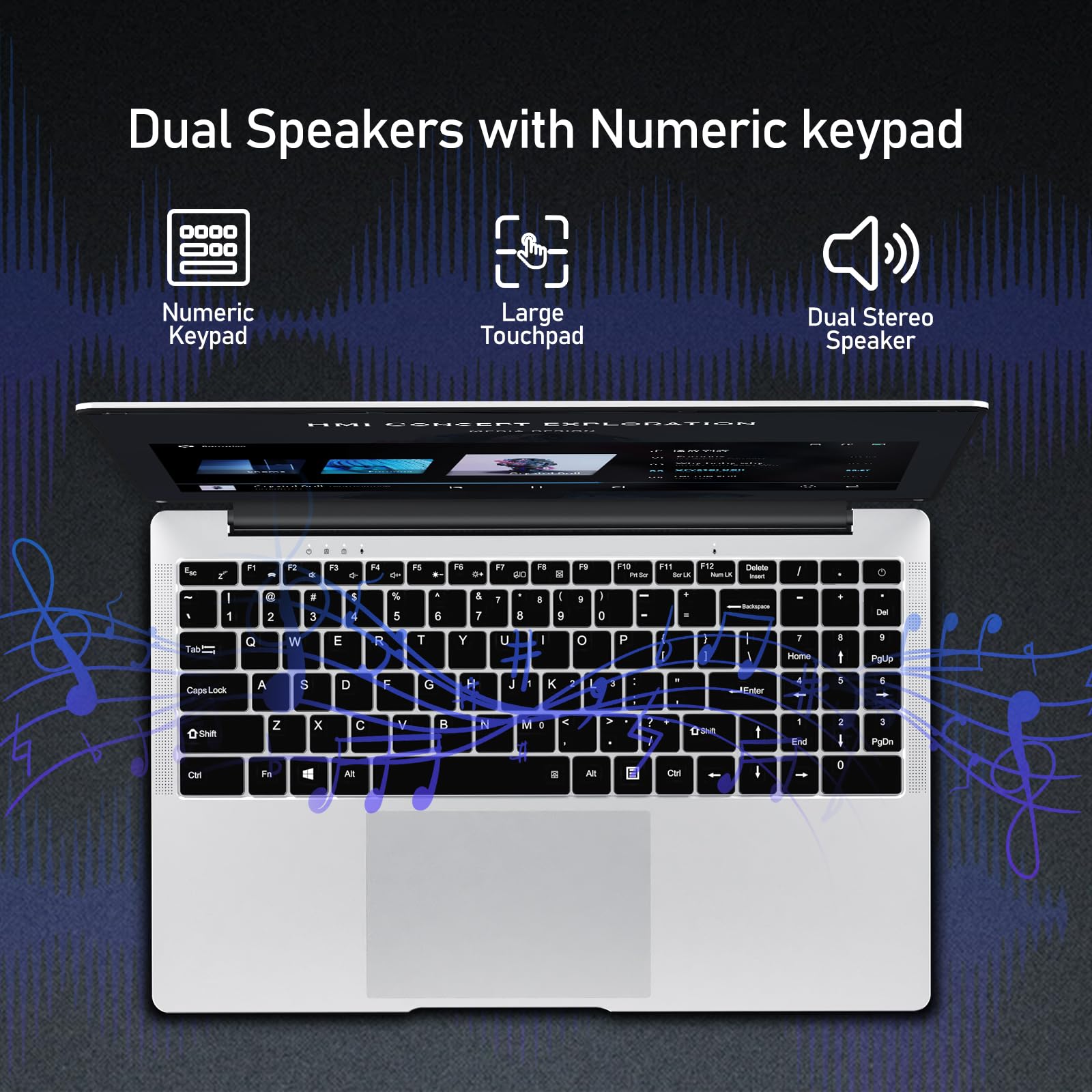 15,6 Pollici PC Portatile, Win 11 Notebook Celeron N4000 CPU, Laptop 8Go LPDDR4 256Go SSD, Computer Portatile sottile e leggero schermo FHD 180° WiFi5 BT4.2 Mini-HDMI 2*USB3.0 Espansione SSD 1TB