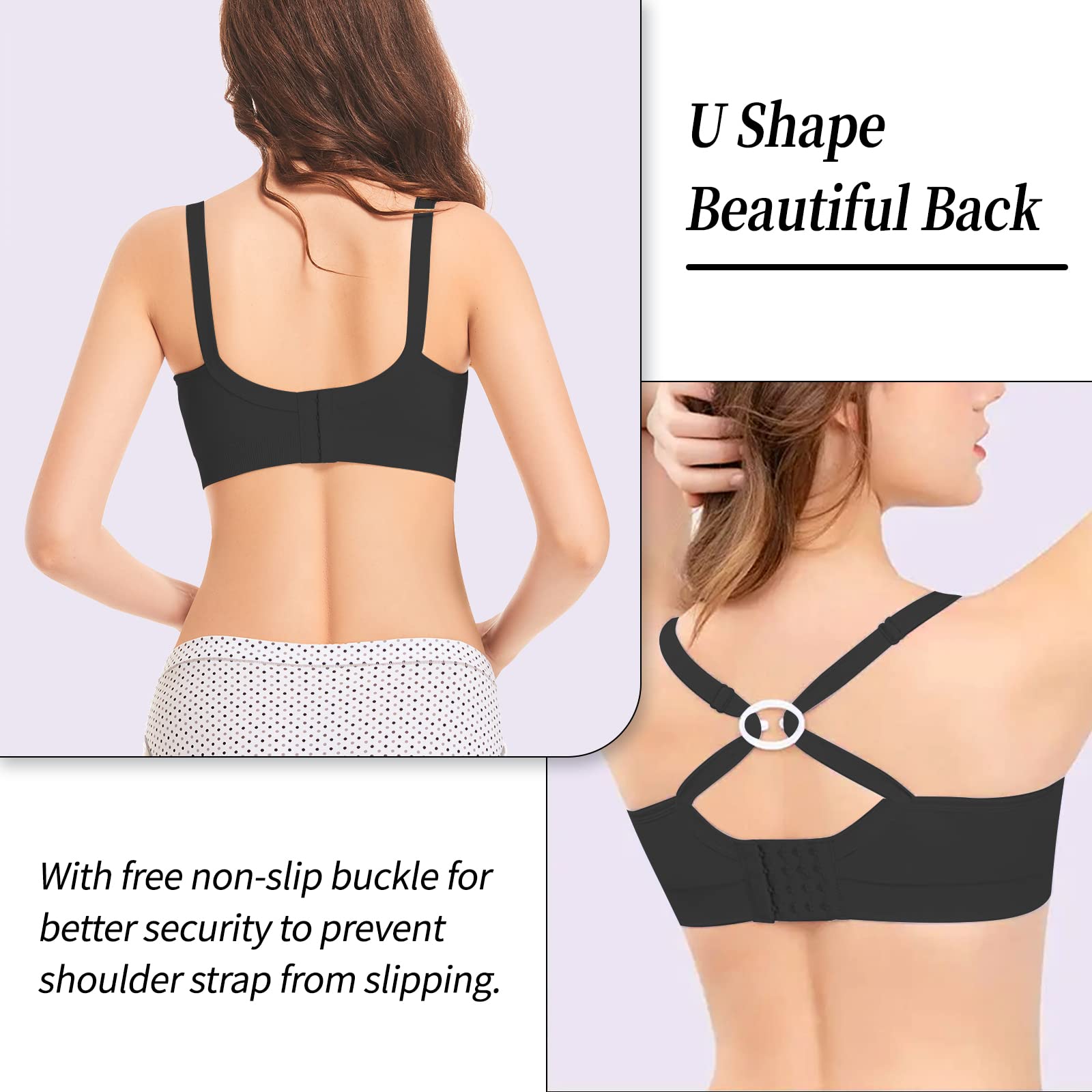 Sujetadores Lactancia, 3 Piezas Sin Aros Sujetadores de Maternidad Ultra Confort Sujetador Premama para Mujeres con con Extra brazaletes y Ganchos — view 6