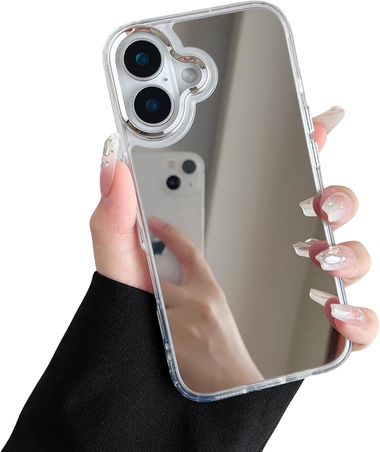 ZTOFERA Mirror Case for iPhone 17, Mirror for Girls Women Makeup, Cute Glossy Hard Back+Clear Soft TPU Bumper Slim Fit Anti-Drop Shockproof Protective Case for iPhone 17