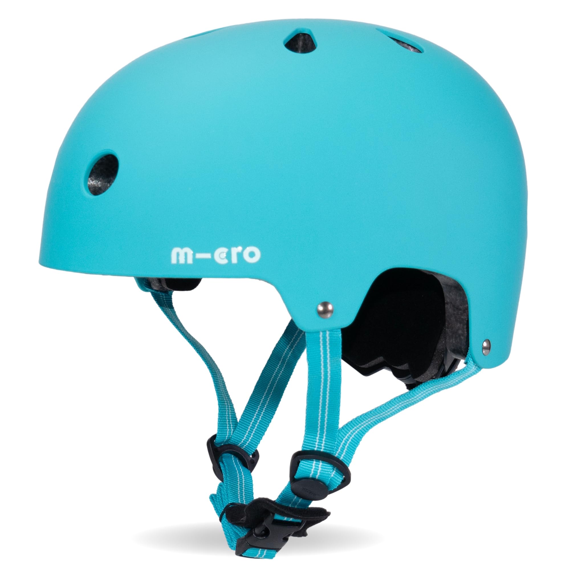 Micro Scooter | Bike/Scooter Deluxe Kids Helmet | Kids Bike Accessories | LED Rear Light | Protective Chin Strap | Inner Padding | Adjustable Strap & Sizing Wheel | Medium (55-58cm) | Aqua โ image 1