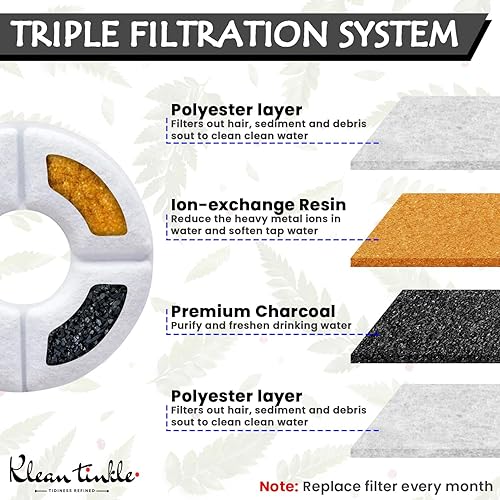 Miniatura 7 de Dispensador automático LED de fuente de bebida para mascotas, 2.4L (80 onzas), fuente blanca para gatos de gran capacidad con 5 filtros, suministro