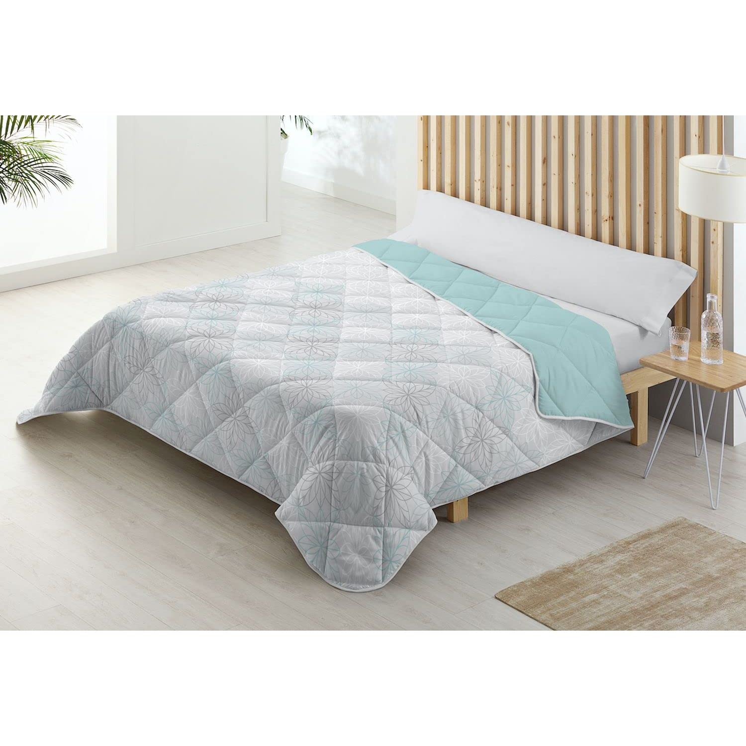 Donegal Collections - Edredon Nordico Estampado Reversible Cama 105/120 cm Flow, Color Azul - Edredon Nordico Cama 105 - Edredón de Fibra 300 gr/m2. Ligero y Calentito, Tacto Suave y Transpirable