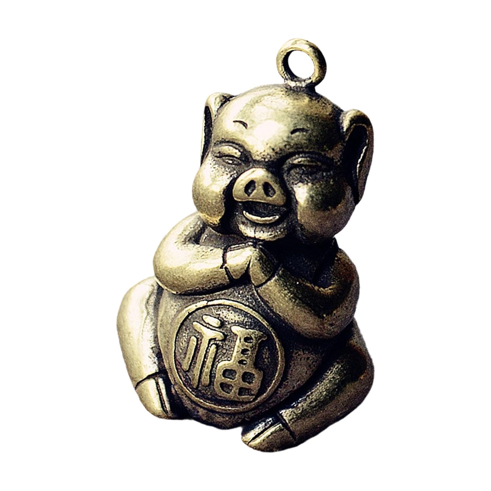 Tsophreniq Antique Brasses Miniature Pigs Pendant Symbolizing Wealth and Prosperity Hanging Ornament for Home Decors or Keychain Brasses Zodiacs Pigs Charm