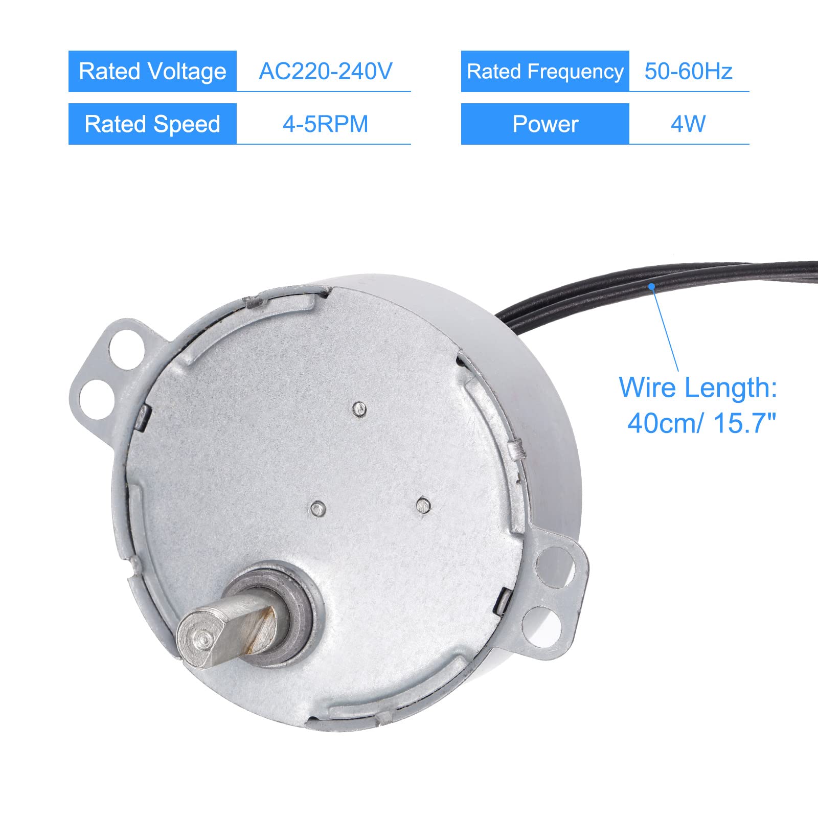 sourcing map Sincrónico Motor AC220-240V 4-5RPM 50-60Hz CW 4W D Eje Motor Eléctrico para Microondas Horno, Ventilador