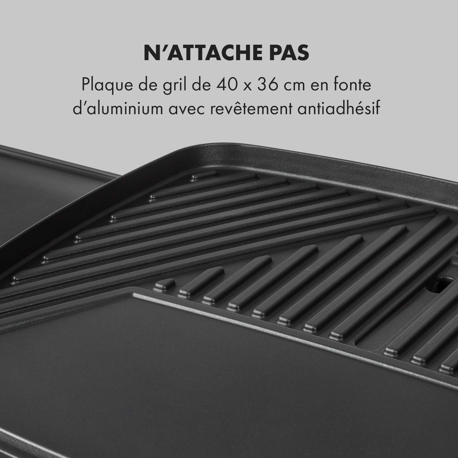 Klarstein Gatsby Gril de table électrique sur pied : 2000 W, EasyGrill Concept, surface de gril: 40 x 36 cm/aluminium moulé sous pression/antiadhésif/couvercle, deux tables d'appoint, beige/noir