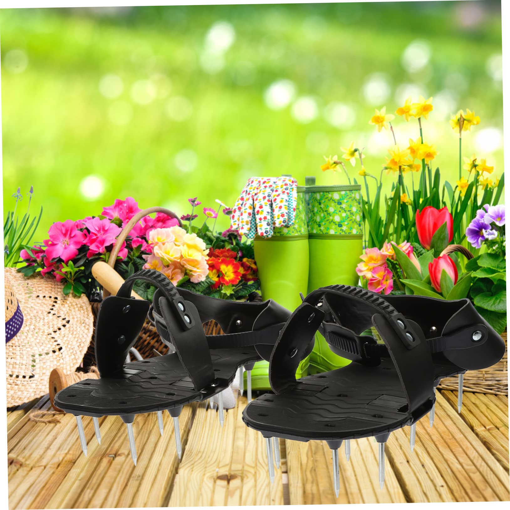 Mikikit 1 Paire Chaussures Aérateur de Gazon Sandales de Jardin avec Pointes pour Aération Sol Outils de Jardinage Pratiques pour Pelouses et