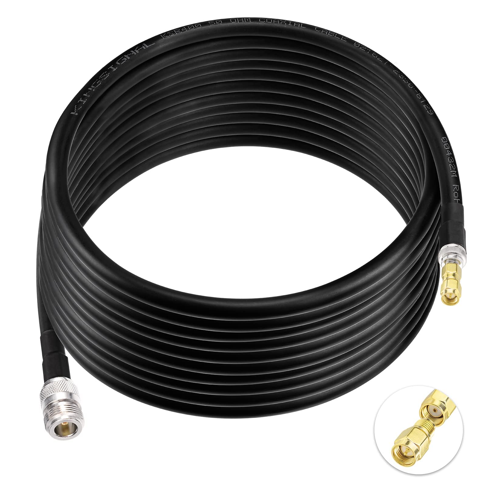 Bingfu Lora ALSR400 Câble d'extension RF à faible perte femelle N vers RP-SMA mâle avec adaptateur SMA mâle compatible avec Helium HNT BOBCAT Miner SyncroBit Gateway Sensecap Hotspot 6 m