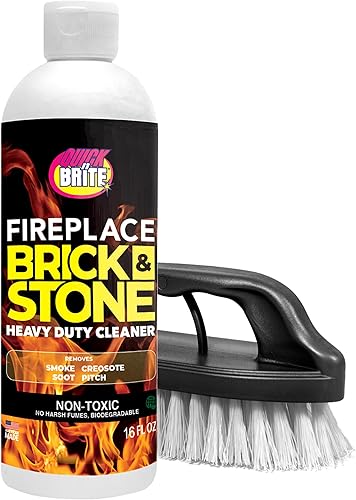 Miniatura 12 de Quick'n Brite - Limpiador de ladrillos y piedras para chimenea de 32 onzas con cepillo para fregar – Limpiador de piedra natural, azulejos y mármol