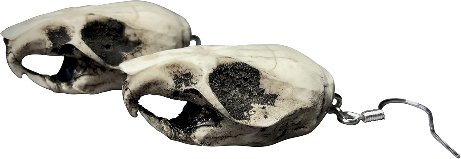 Rat Skull Resin Replica Earrings - Faux Taxidermy Oddities Jewelry