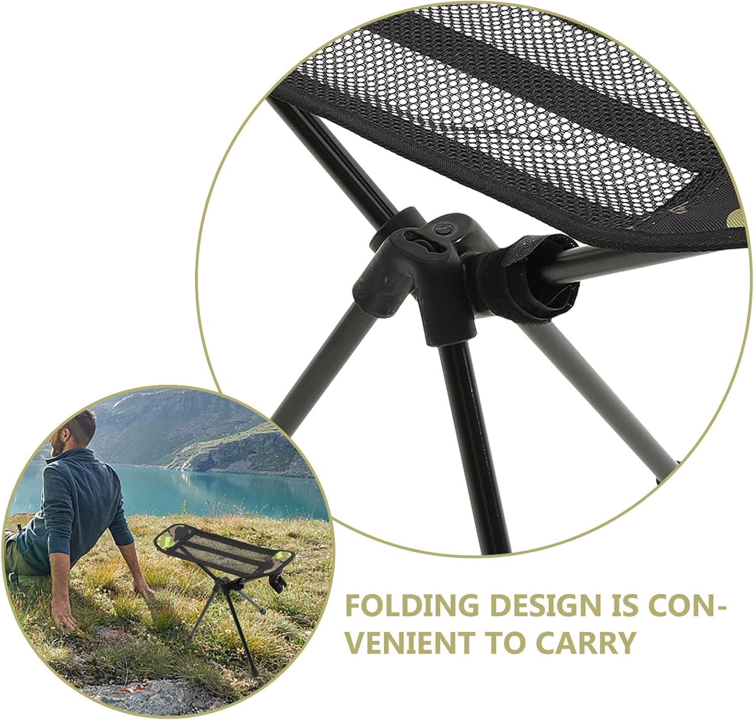 Portable Folding Camping Stool with Camo Footrest, Lightweight Outdoor Picnic and Fishing Chair, Compact Foldable Seat for Hiking and Leisure