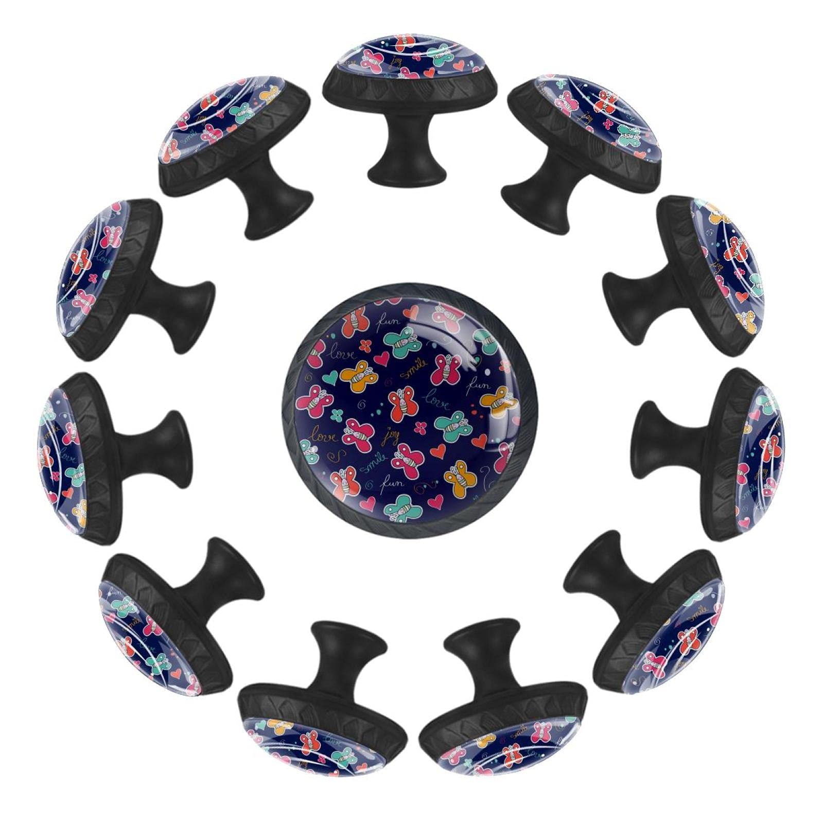 Boutons de porte de meuble papillon marine noir rond haut de gamme