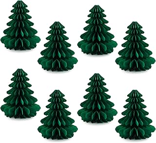 Papierbaum matt grün Papier Weihnachtsbaum 8 Stück Set Faltbar 3D Waben Tannenbaum,Weihnachtsbaum Deko Papier Honeycomb Honeycomb Tannenbaum Tischdeko für Tisch Fenster Wand Weihnachten