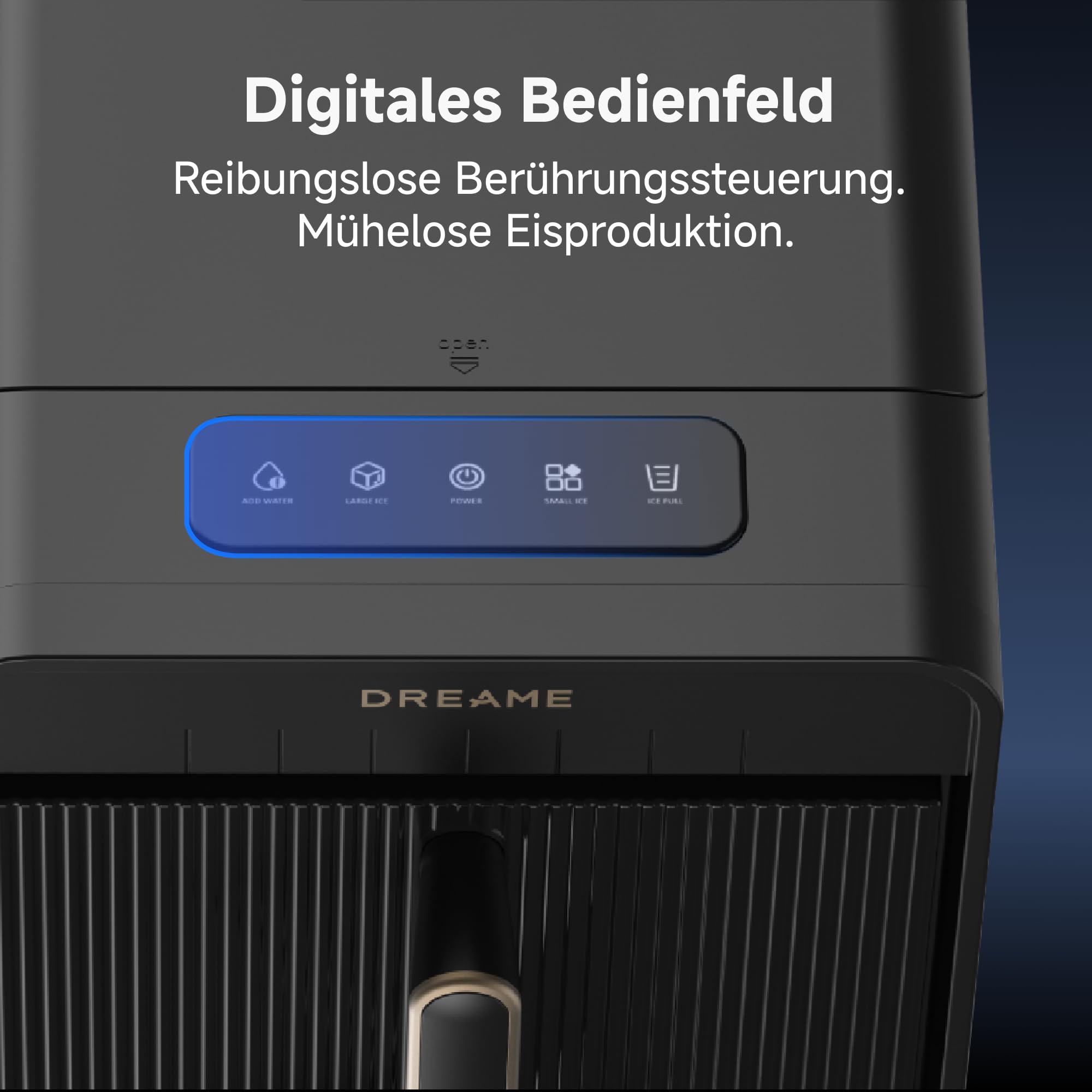 dreame Aura Eiswürfelmaschinen mit 6-Minuten-Schnelleisproduktion, isoliertem Wassertank und Eisbehälter, Eis in zwei Größen, digitaler Steuerung, LED-Licht und Selbstreinigungsmodus
