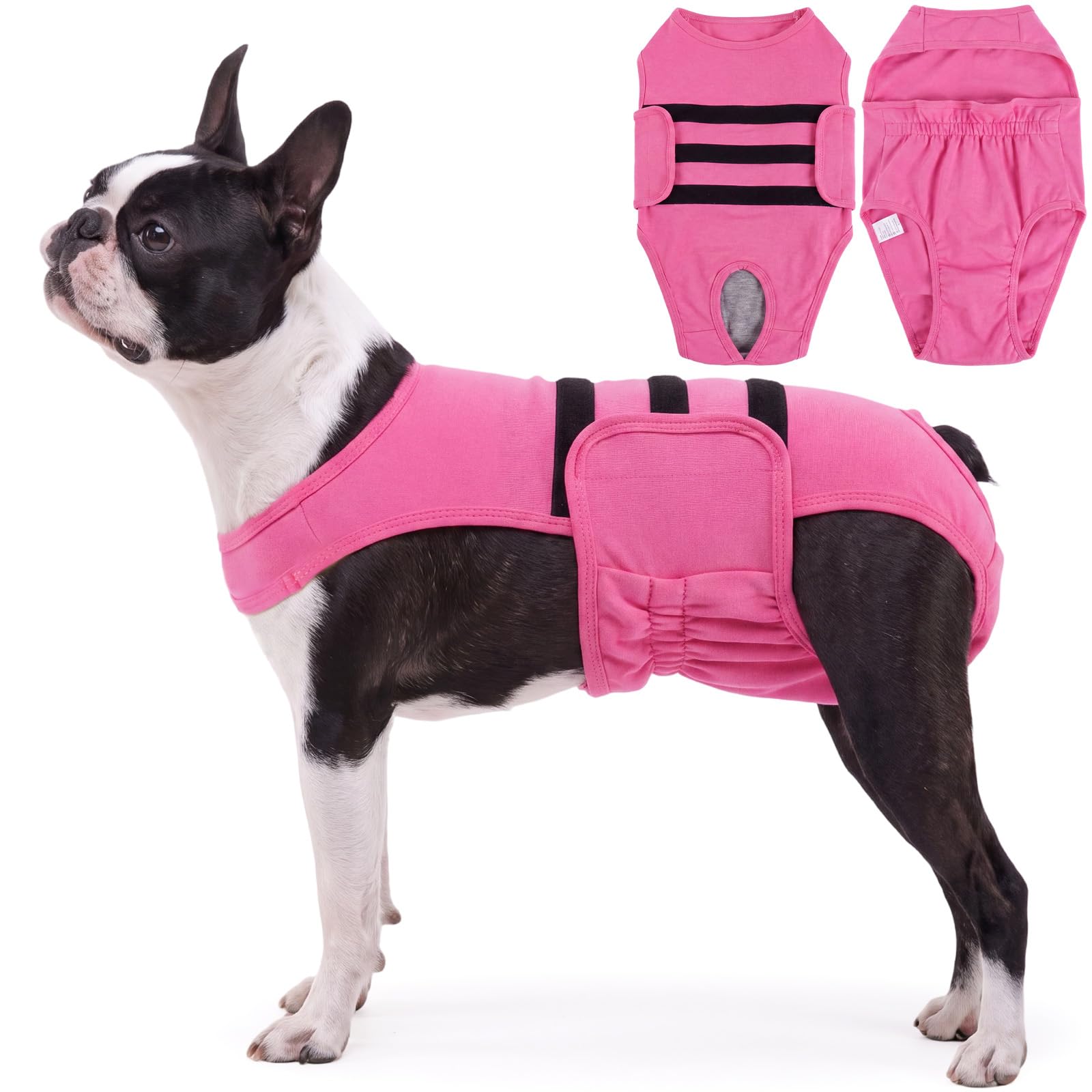 Lelepet Female Dog Diapers with Anti-Slip Suspender, Pink XS