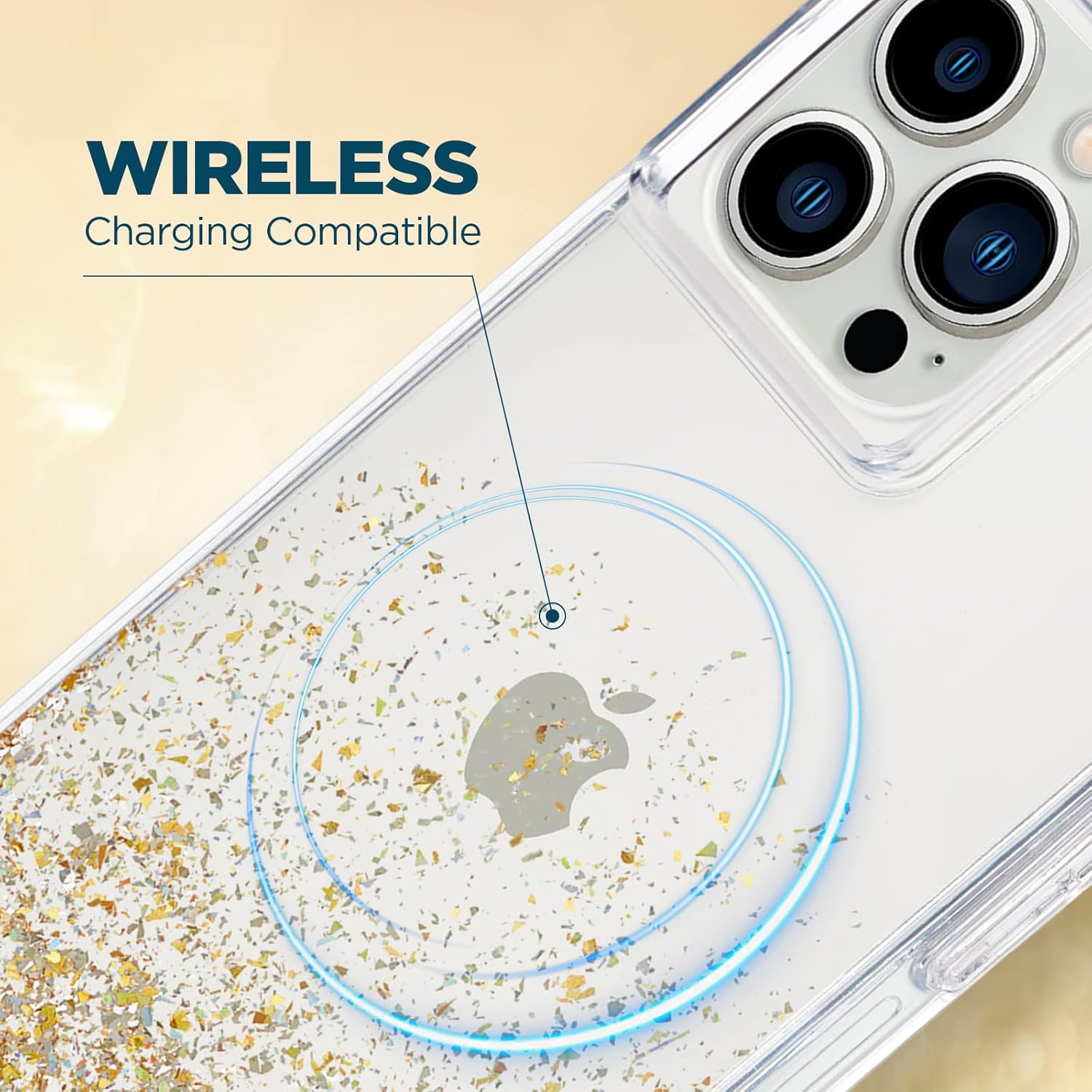 Case-Mate iPhone 13 Pro Case - Twinkle Ombre Gold [10ft Drop Protection] [Wireless Charging Compatible] Luxury Cover w/Cute Bling Sparkle for iPhone 13 Pro 6.1", Anti-Scratch, Shock Absorbent, Slim
