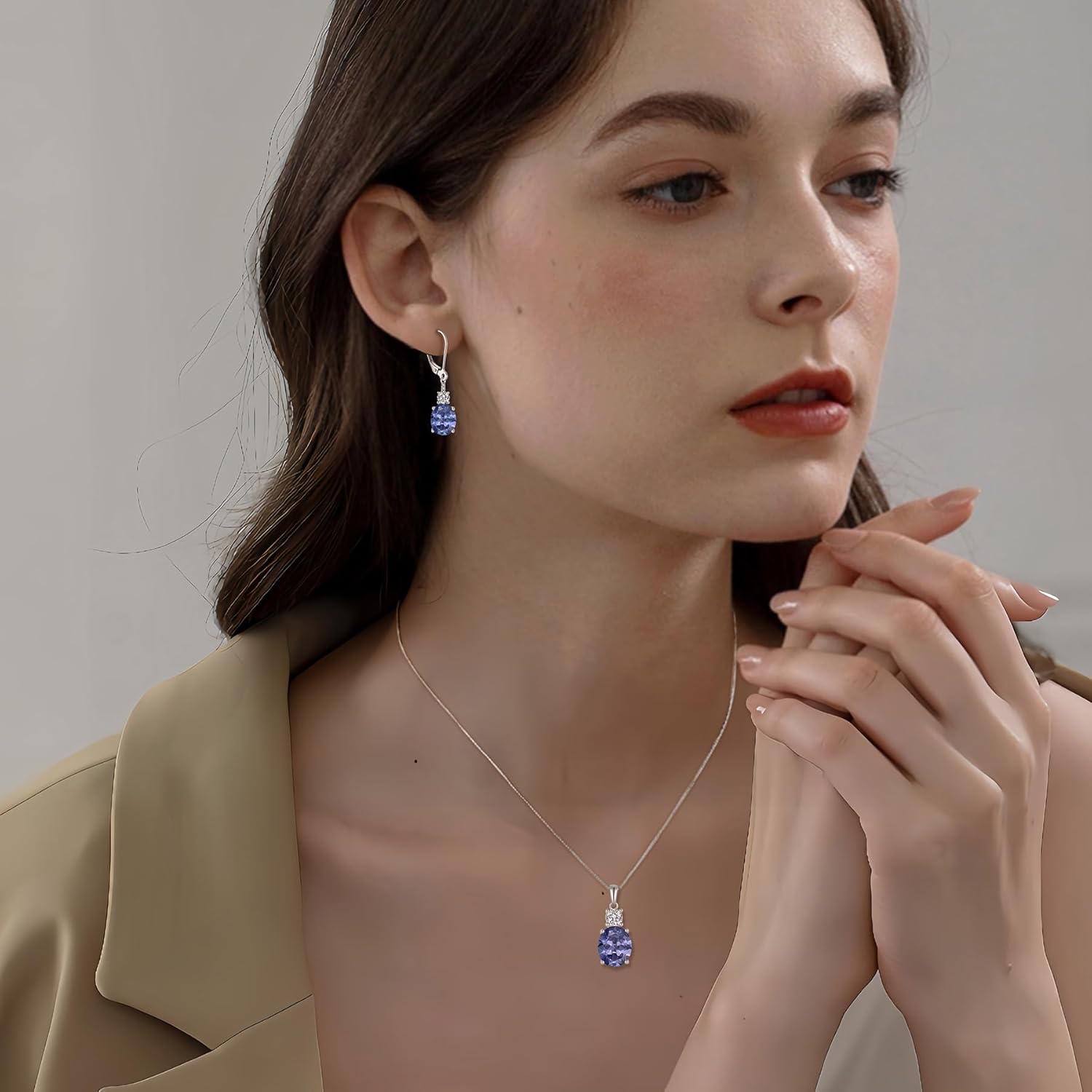 Oval Dangle Drop Earrings for Women 925 Sterling Silver Leverback Earrings Birthstone Jewelry Gifts for Her - Image 2