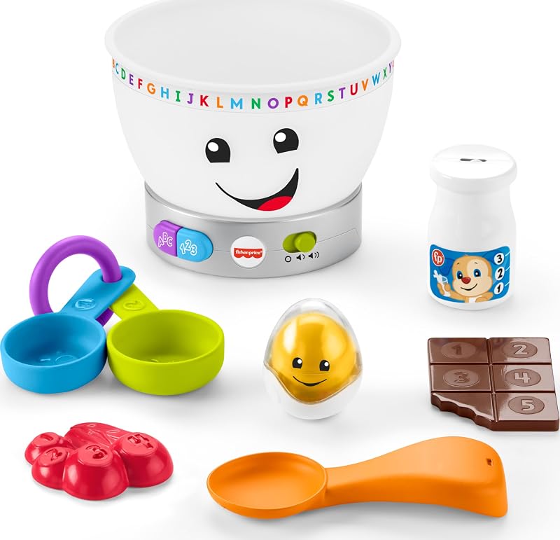 Tazón de mezcla de colores mágico para reír y aprender | Juguete de aprendizaje para bebés, comida simulada, luces y música educativa, bebés y niños pequeños de más de 6 meses