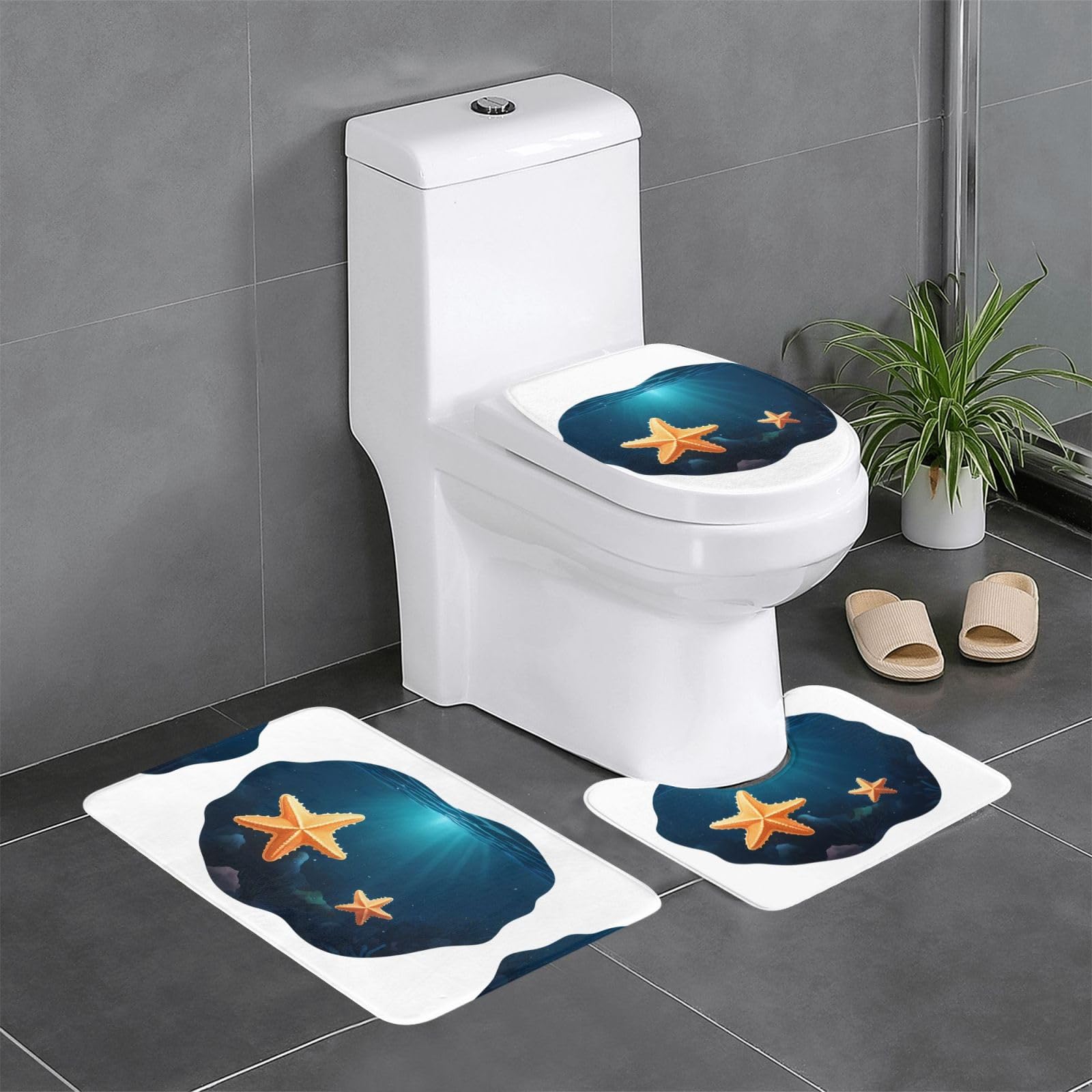Tapis de salle de bain antidérapants WHJDPP pour coiffeuse et toilettes décor océan azur