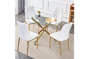 Round Glass Kitchen Table Set for 4