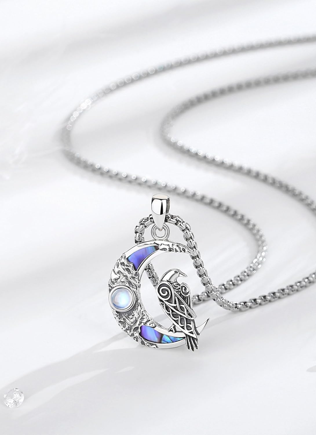 CELESTIA Mushroom/Raven Witch Necklace Witchy Jewelry for Women 925 Sterling Silver Raven Pendant Crow Jewelry Pagan Gifts