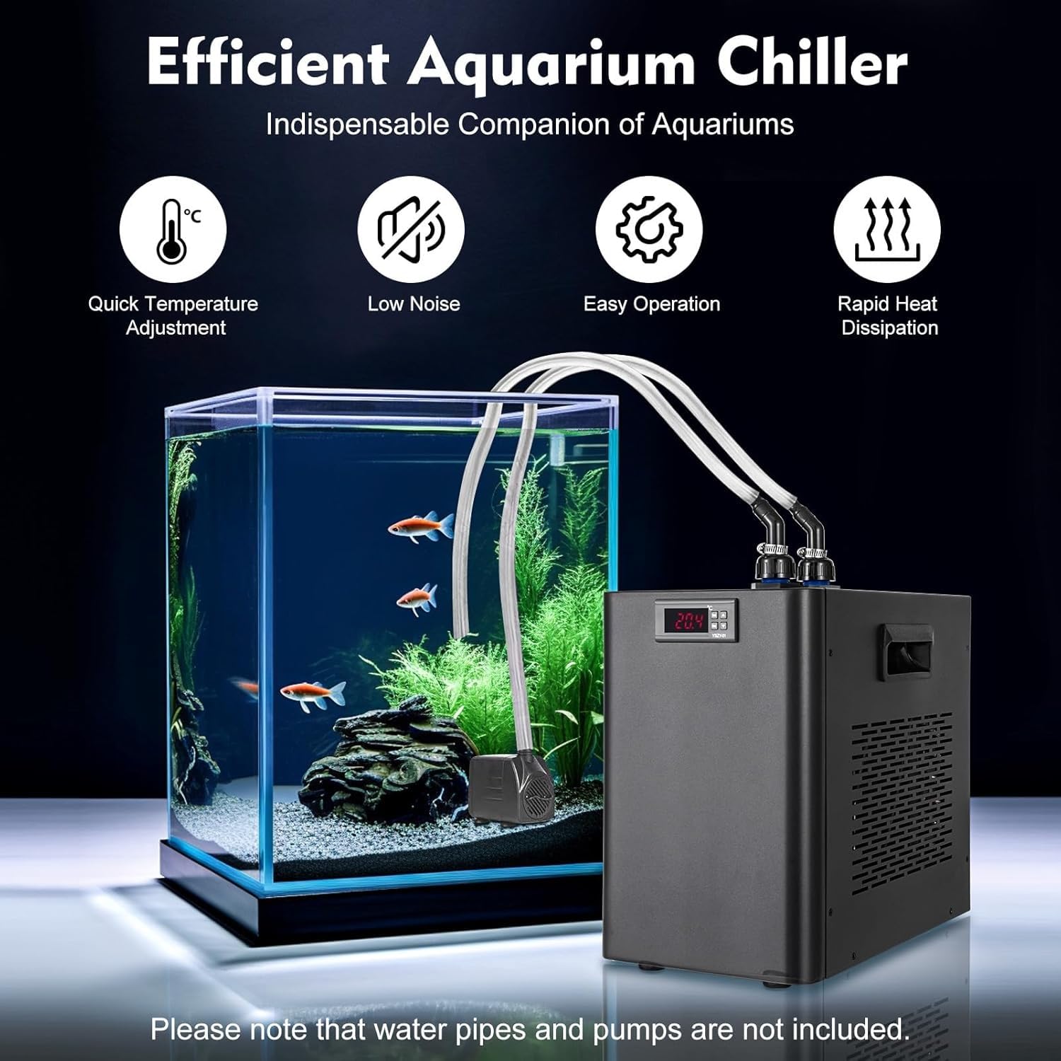 Refrigeratore d'acqua per acquario, 160/300/500L piccolo dispositivo di raffreddamento per acquario, refrigeratore ideale per idroponica, pesci d'acqua dolce e salata, coralli e gamberetti