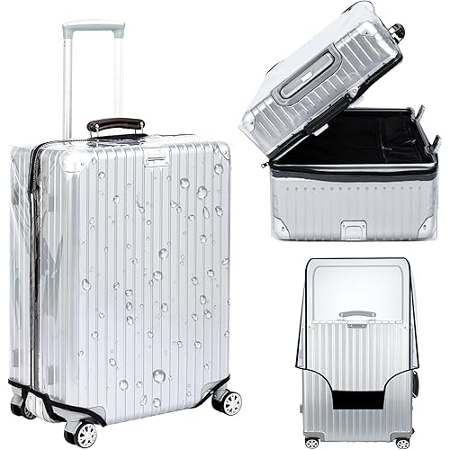 Veki Clear Suitcase Cover PVC Protector with Zip, Waterproof Transparent Luggage Cover Protective Bag, for Plastic Trolley Case Cover Protect Suitcases from Scratch for Travel Accessories