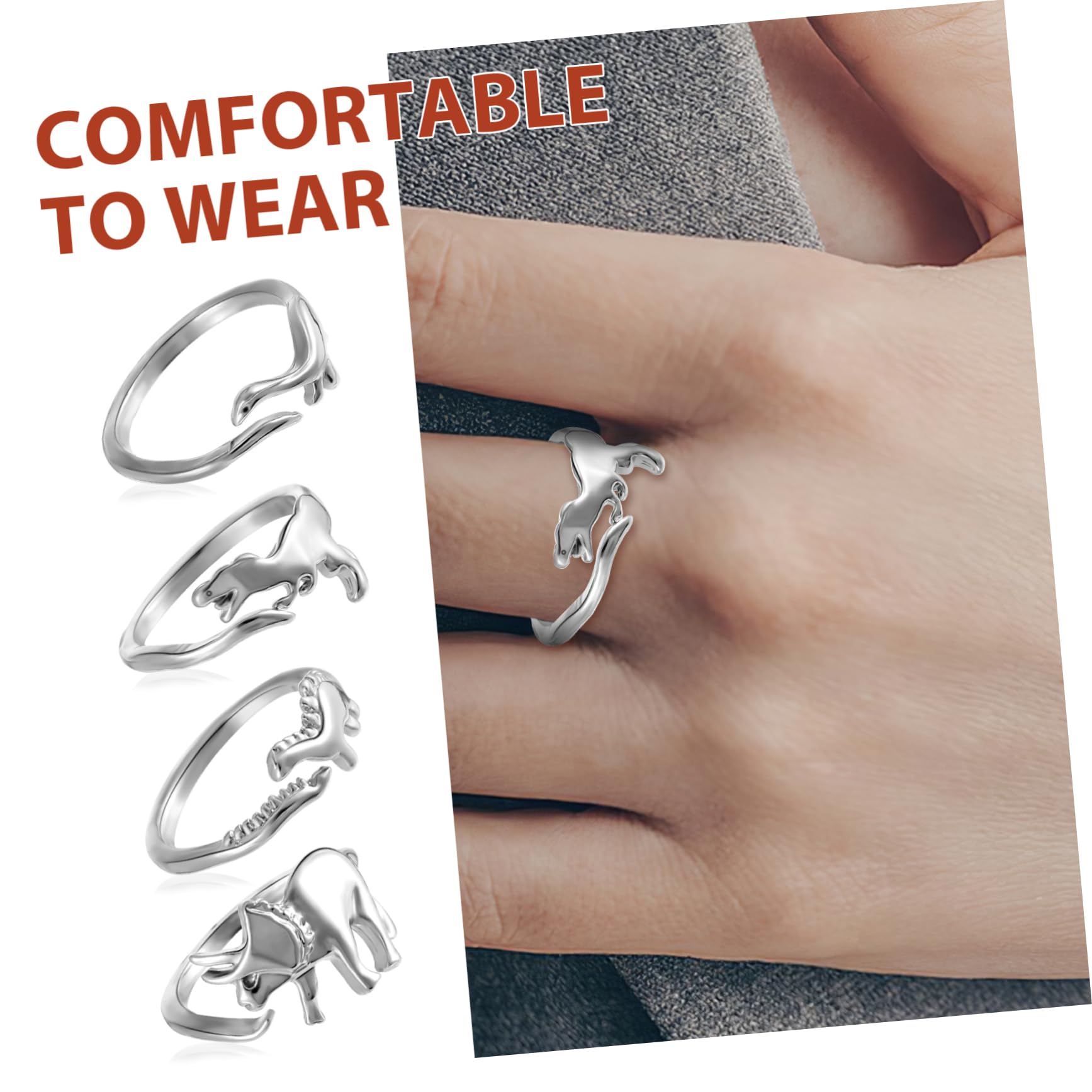 5Sets Verstellbares Dinosaurier Ring Set Cooler Zappel für Jungen Mädchen Teenager Männer Frauen 4pcs*5 Schmuck