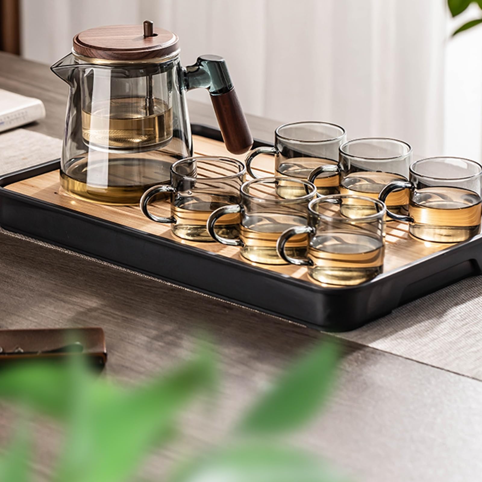 Teekanne Aus Glas Mit Siebaufsatz Hitzebeständig Herausnehmbaren Edelstahl Filter Sieb, Glasteekanne Mit Teesieb & Überhitzungsschutz, Ideal Zur Zubereitung Von Losen Tees, Teapot 600ml(Anthracite Gre