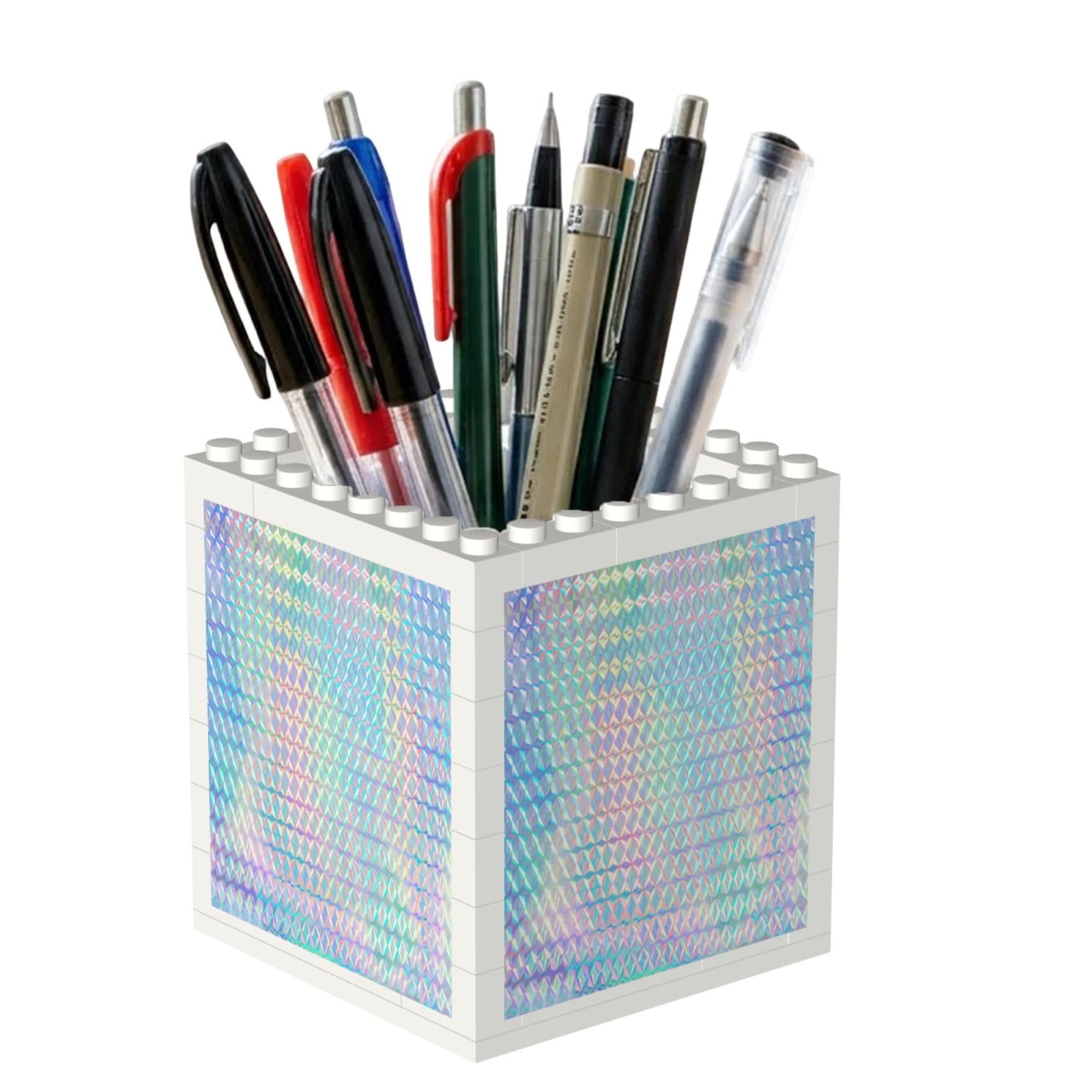 Poadnly Colourful Rainbow Colour Hologram Holographic, Pen Pot Pencil Holder for Office Home School, Compact Desk Organiser for Office Stationery