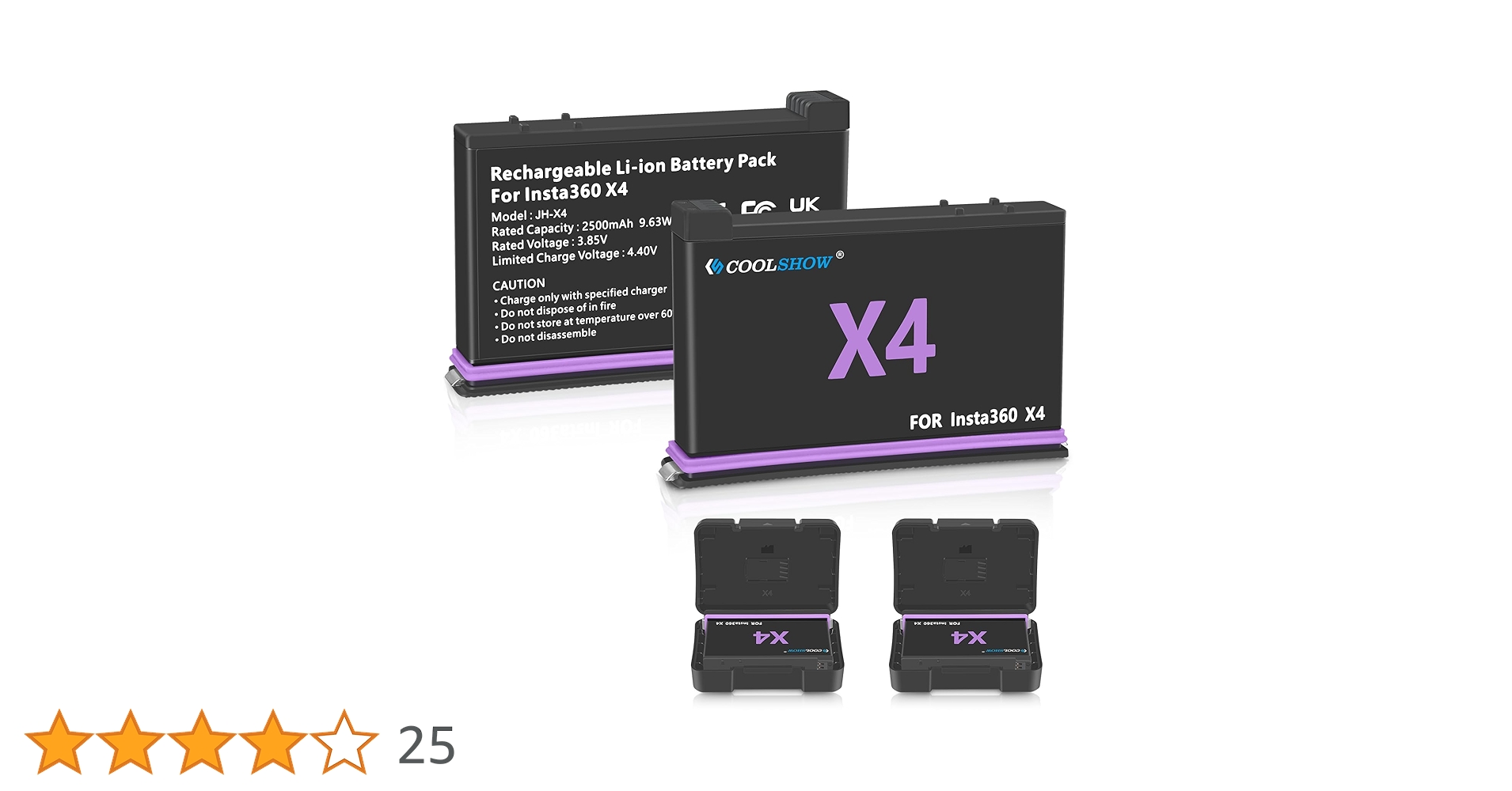 Amazon | COOLSHOW Insta360 X4 バッテリー交換アップデート容量