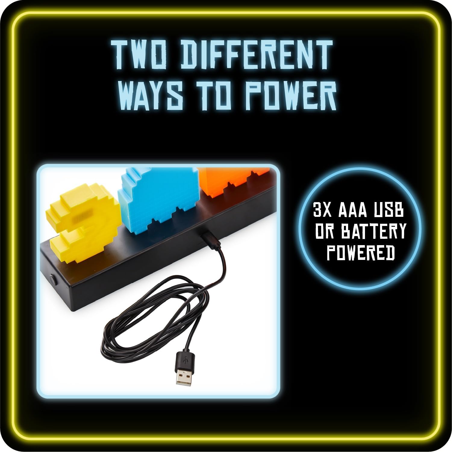 Pac Man & Geister Schreibtischlicht - Offiziell lizenziert, schallreaktiv mit 3 Lichtmodi, betrieben über USB oder Batterie, Gaming-Raum-Deko, Retro-Gamer-Geschenk
